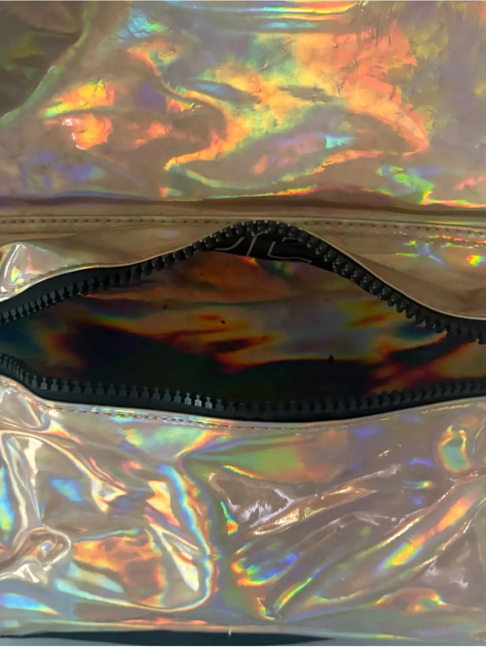 Justice Iridescent Rose Gold Holographic Mini Backpack